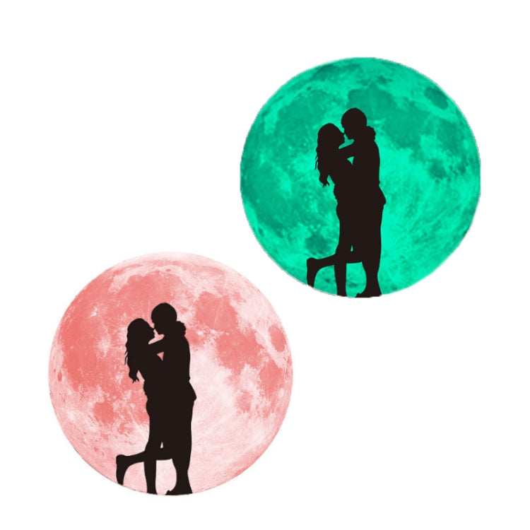 30cm Pink Couple Fluorescent Moon Wall Sticker