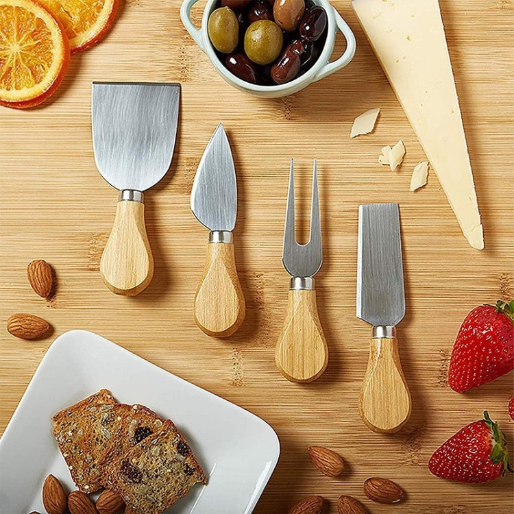 Natural Bamboo Cheese Board +4 Knife Set