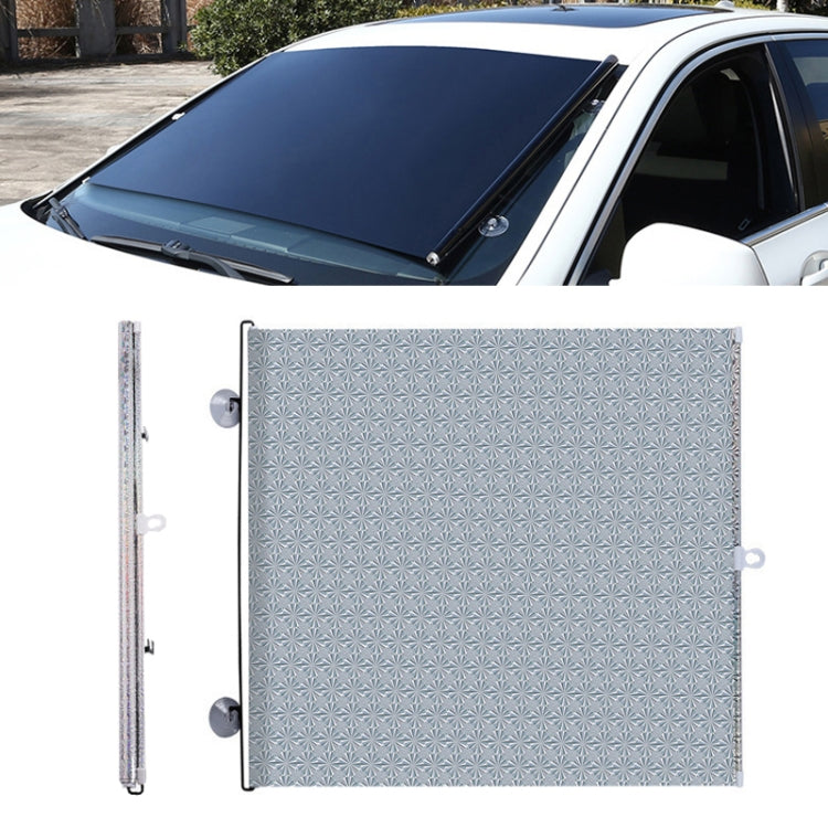 Suction Cup Telescopic Car Window Shade Roller Blind - 50x125cm Silver Laser