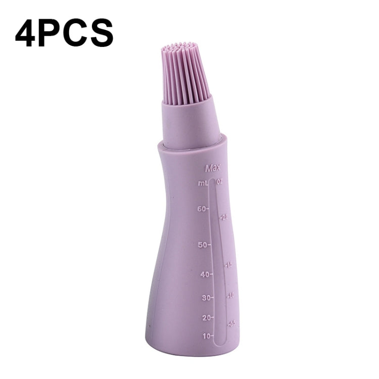 4 PCS Silicone Crooked Barbecue Oil Bottle Brush With Scale