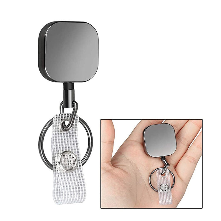 Stylish 4cm Electroplated Metal Square Expansion Keyring with Durable Rope