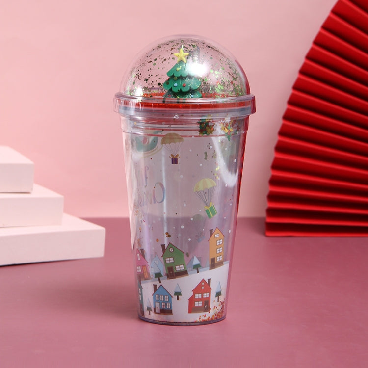 500ml Micro Landscape Plastic Cup Christmas Gift Double Cup