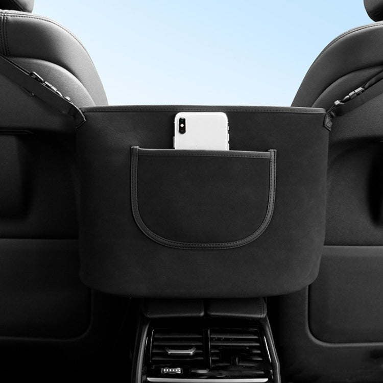 Luxurious Faux Fur Car Seat Organiser - Versatile Leather Storage Bag for Front Seats