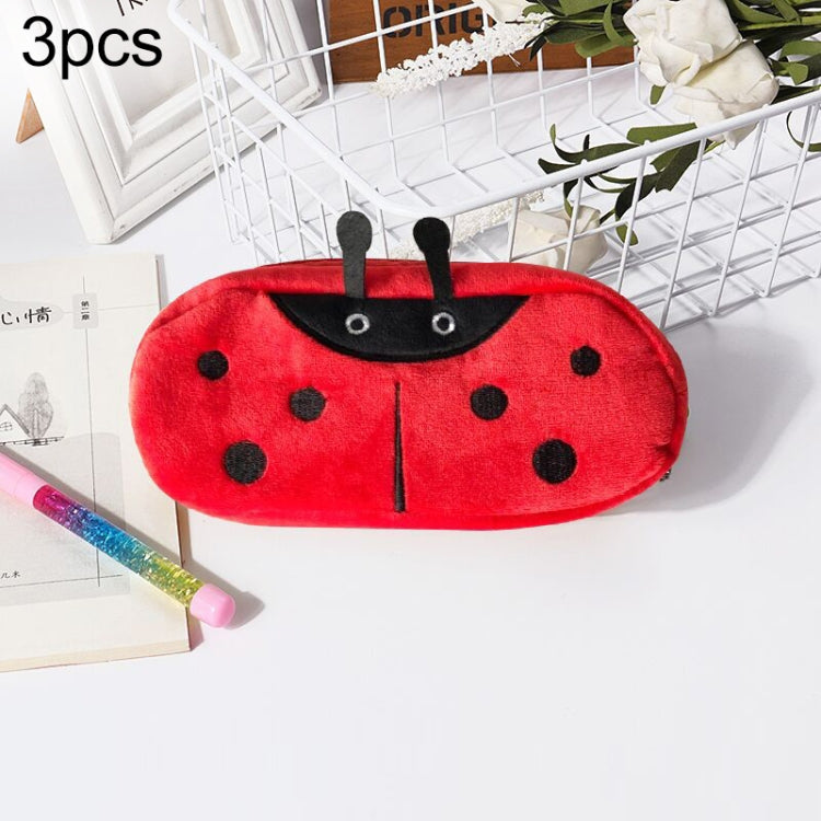 3pcs Children Cute Animal Plush Pencil Bag Stationery Storage Bag