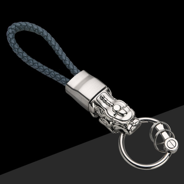 LED-Illuminated Braided Leather Troops Keyring with Lucky Beast Pendant
