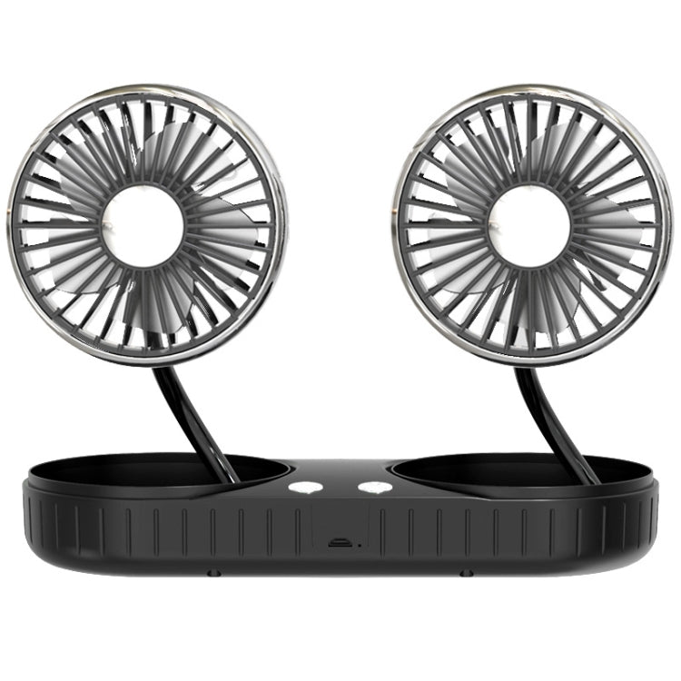 F304 Double-head Hose Built-in Lithium Battery USB Car Fan, Green Gold, Black Silver