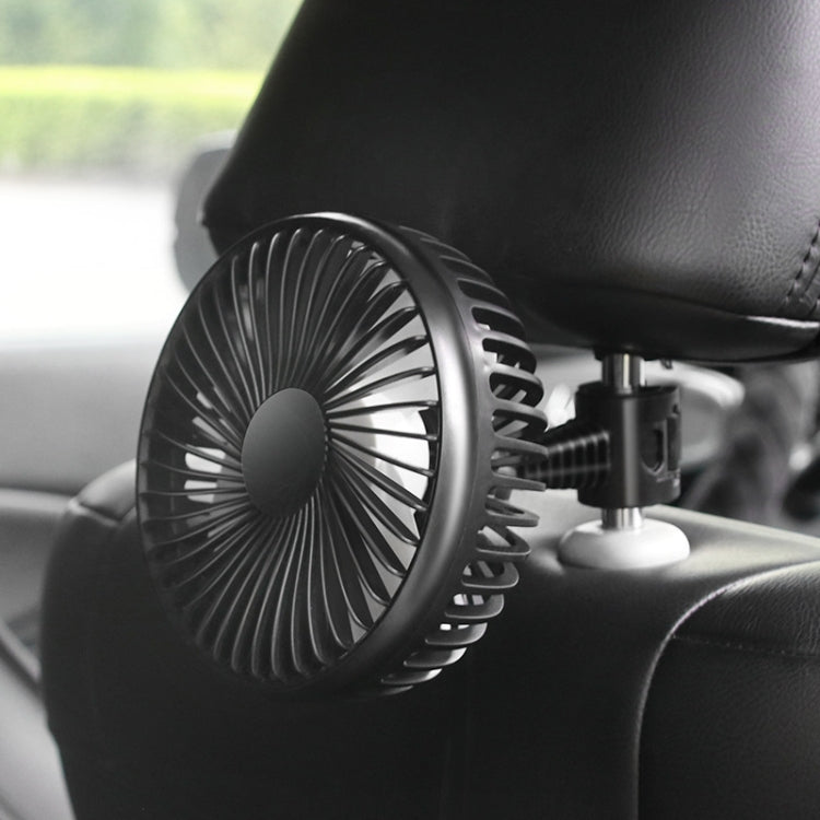 SUITU 12V/24V Mini Car Fan USB Charging Single Head Fan 360 Degree Cooling Fan, Suction Cup Model, Seat Back Model