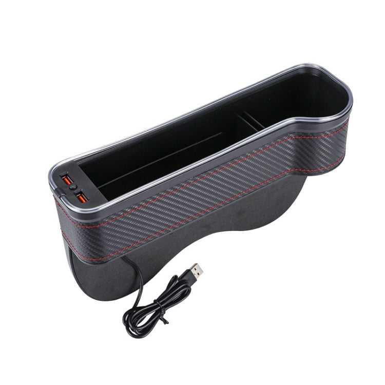 Car Central Control Seat Gap Storage Box with Dual USB Ambient Lights