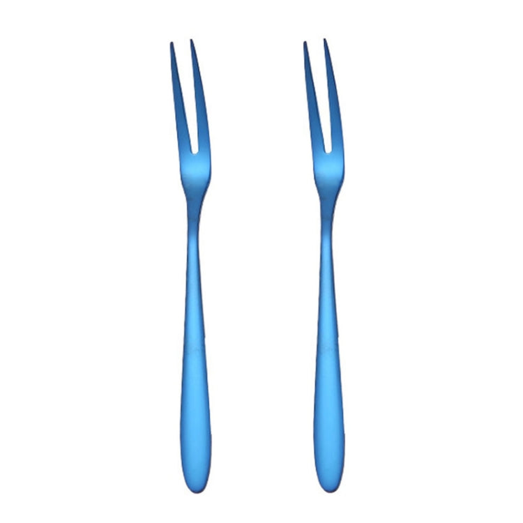 2pcs 304 Stainless Steel Fruit Cake Fork Plating Titanium Tableware