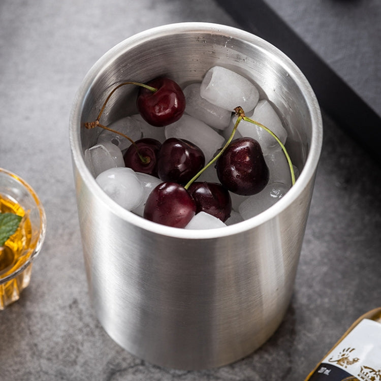 Large Capacity Thickened Stainless Steel Round Ice Bucket Bar Double-Layer Champagne Beer Barrel