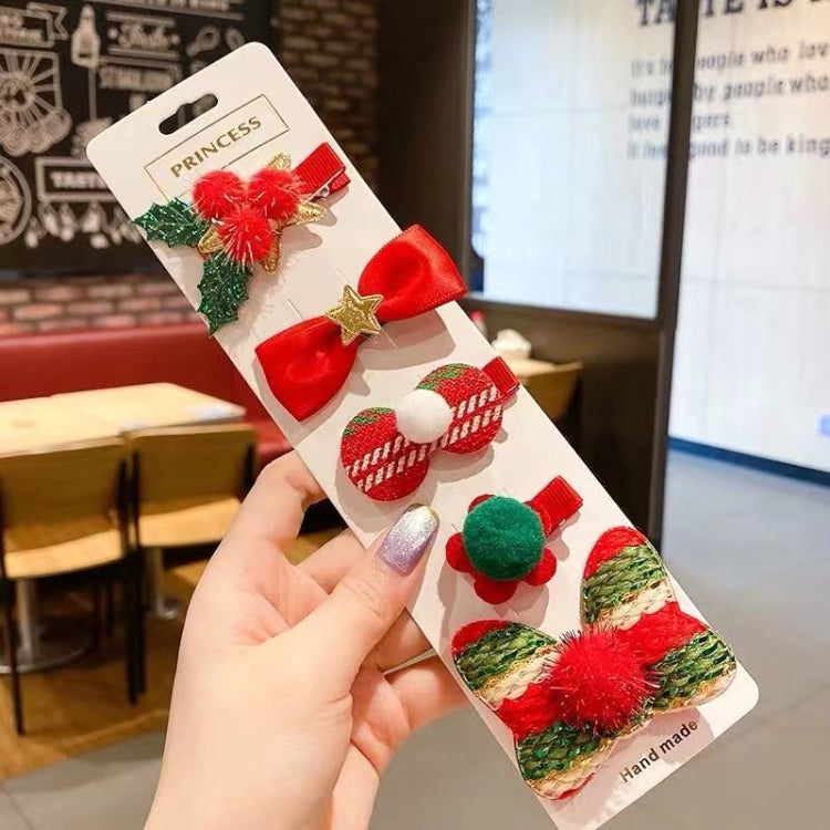 5pcs /Set Christmas Hairpin Set Snowman Bow Duckbill Clip Children Cute Hair Accessories