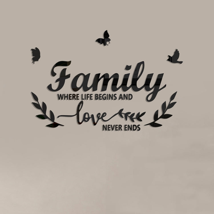 Acrylic Family Love 3D Mirror Wall Decals - Self-Adhesive Home Decor