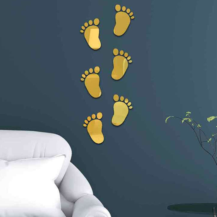36pcs /Set Acrylic Small Feet Stereo Wall Stickers Home Decoration Soft Mirror