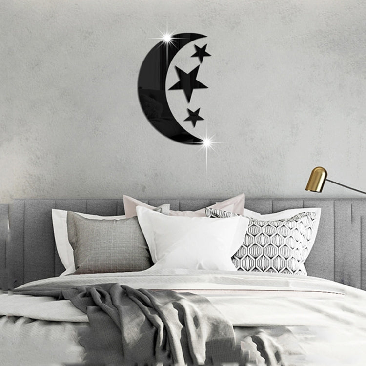4pcs /Set Acrylic Moon Stars Mirror Wall Sticker Home Decoration Soft Mirror