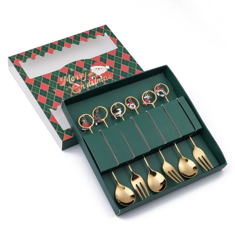 6pcs /Pack Christmas Stainless Steel Spoon And Fork Cutlery Gift Set