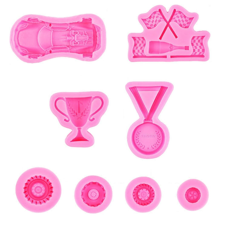 Sports Car Trophy Medal Tire Silicone Mold Glue Plaster Candle Baking Decorative Mold