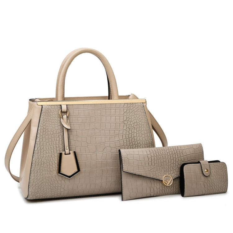 3-in-1 Women Stone Pattern Patchwork Handbag Shoulder Bag Crossbody Bag