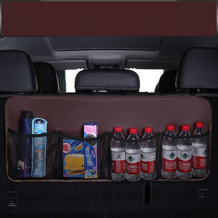 Car Trunk Leather Storage Bag Large Capacity Rear Seat Back Pouch