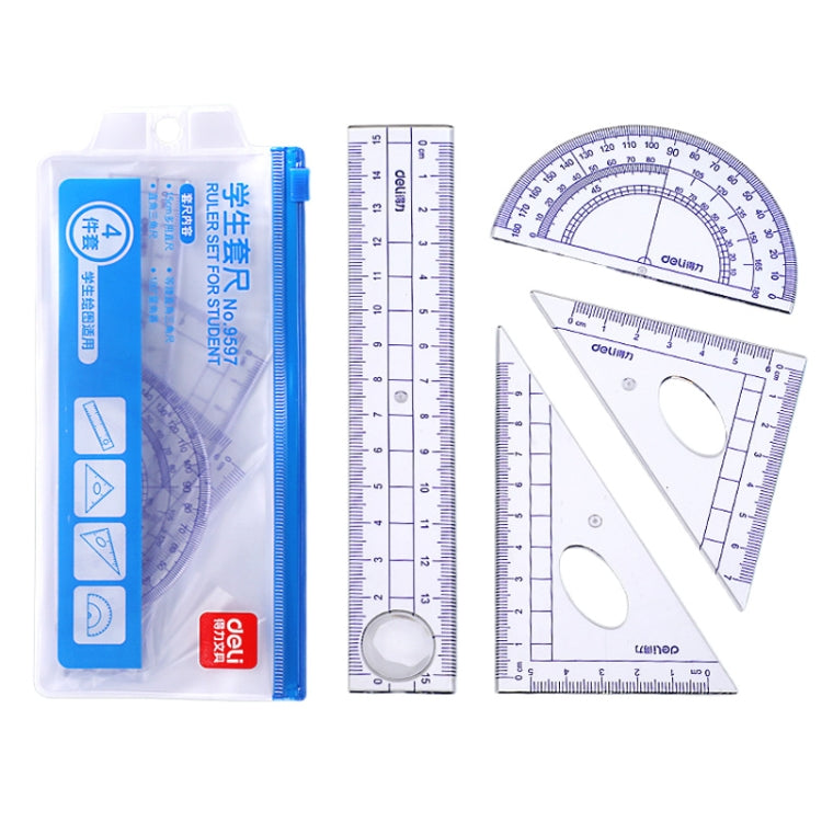 Deli 4-in-1 Ruler Set for Students Ruler Stationery Set