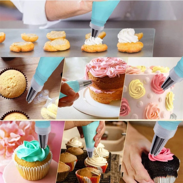 15 In 1 Silicone Icing Piping Cream Pastry Bag Stainless Steel Cake Nozzle Set