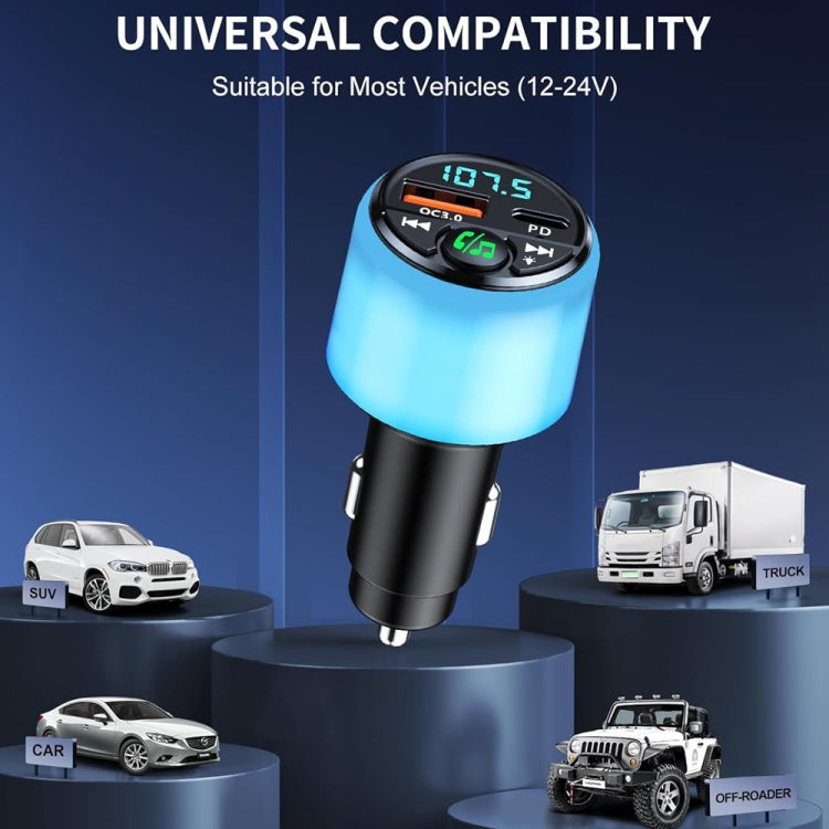 48W PD Fast Charging Car Bluetooth MP3 Player Ambient Light