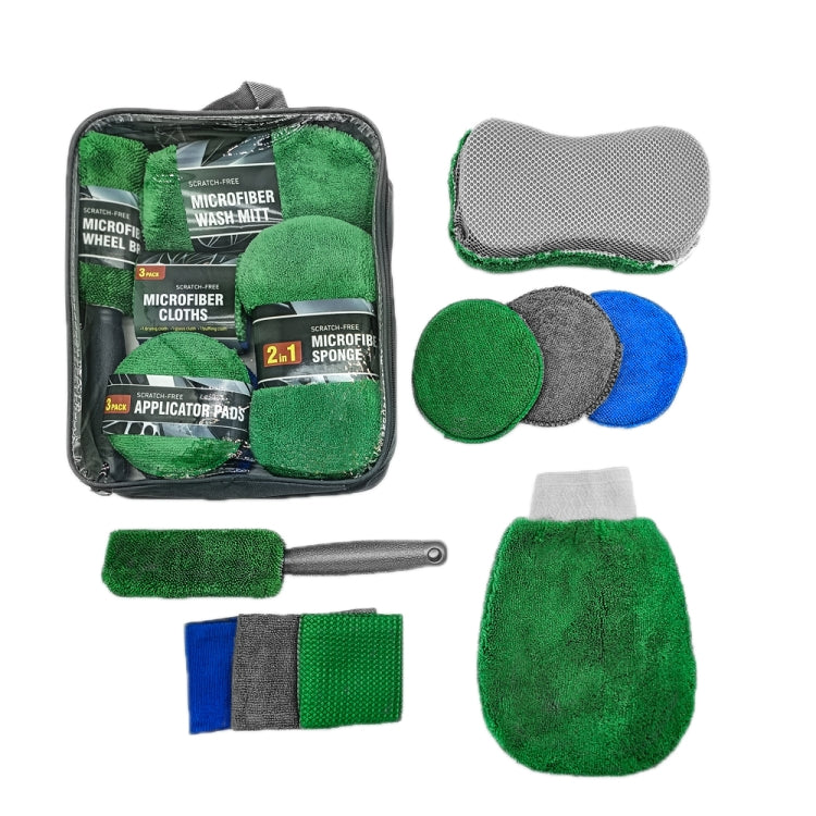 9pcs /Set Car Detailing Gloves Rags Waxing Cleaning Set