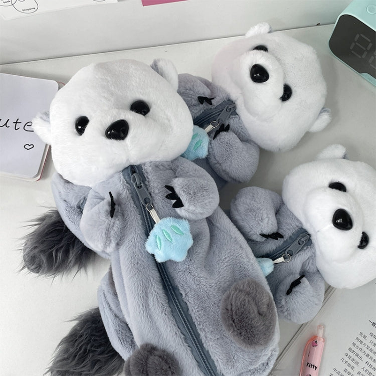 Cute Otter Plush Pen Pouch Practical Cartoon Animal Student Stationery Storage Bag