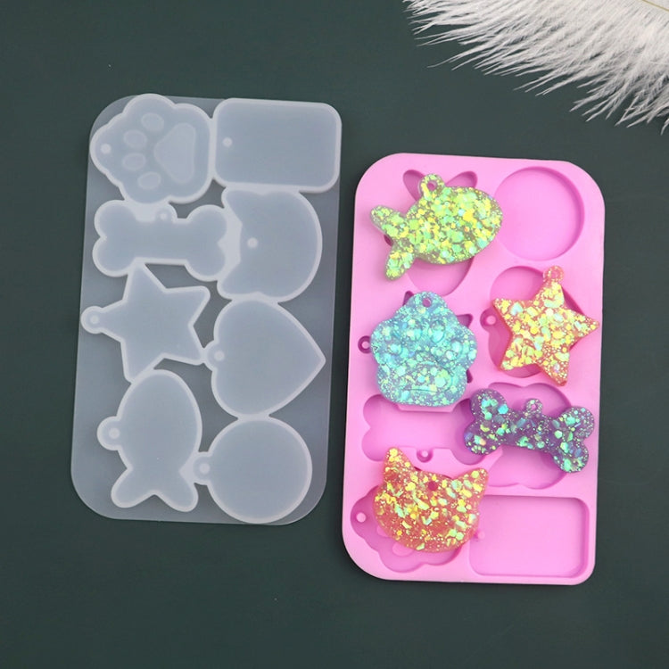 8 Grids Cats Paw Pentagram Love Fish Molds Silicone Drip Mould