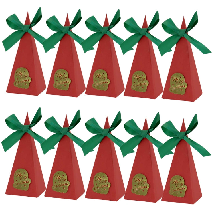 10pcs Christmas Candy Boxes Triangle New Year Party Xmas Gift Paper Packaging Box