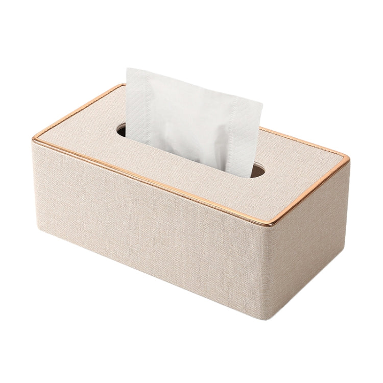 Home Decor Tissue Box Cover Desktop Gold Rim Faux Leather Napkin Holder Toilet Paper Storage Box