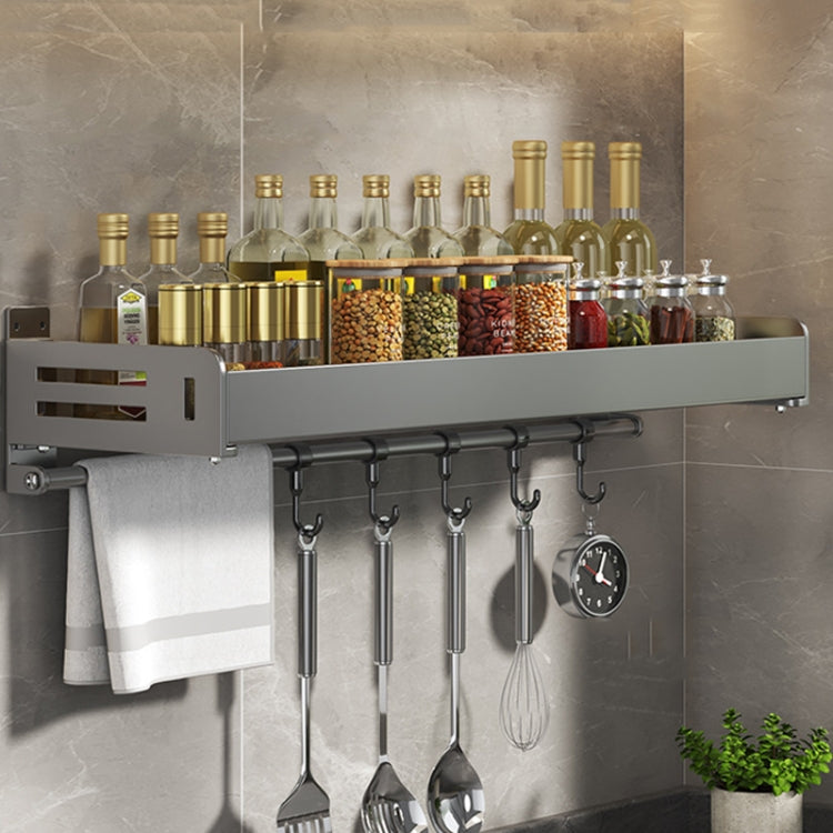 Wall Mounted Kitchen Spice Rack Carbon Steel Bathroom Storage Shelf Towel Rack