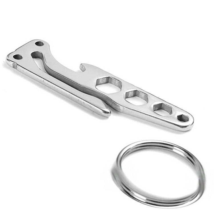 Versatile Keychain Multi-Tool: Stainless Steel Bottle Opener, Pry Bar, and Hex Wrench