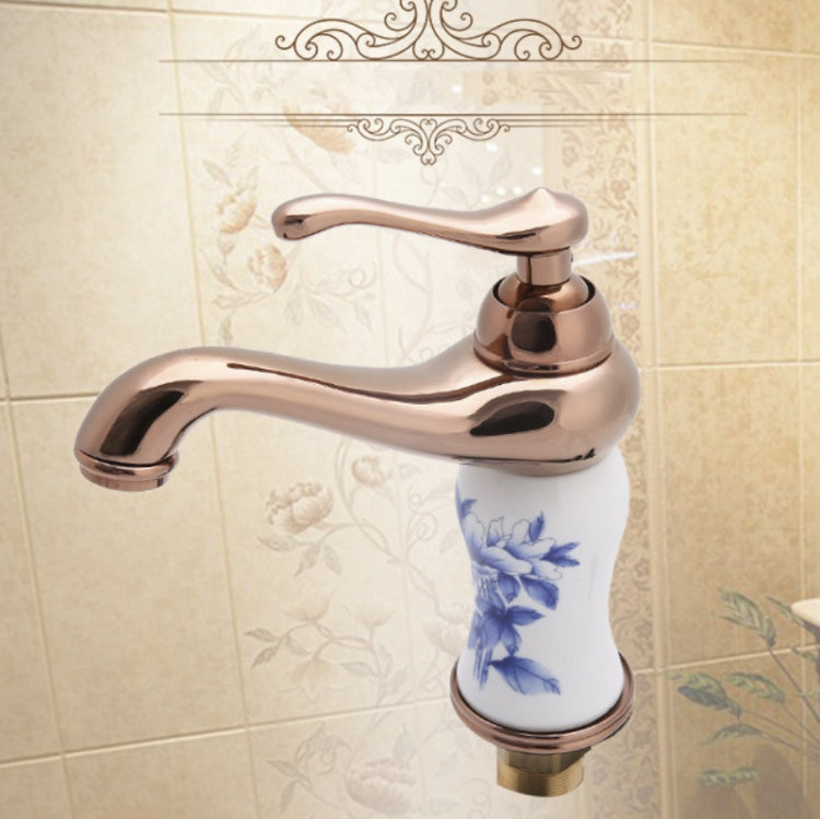 Washbasin All-Bronze Blue And White Porcelain Hot & Cold Faucet