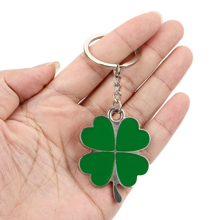 Green Leaf Car Keychain Keyring Lucky Key Chain Purse Bag Pendants Steel Stainless Car Styling Four-leaf Clover Key Rings, Green Leaf Shape