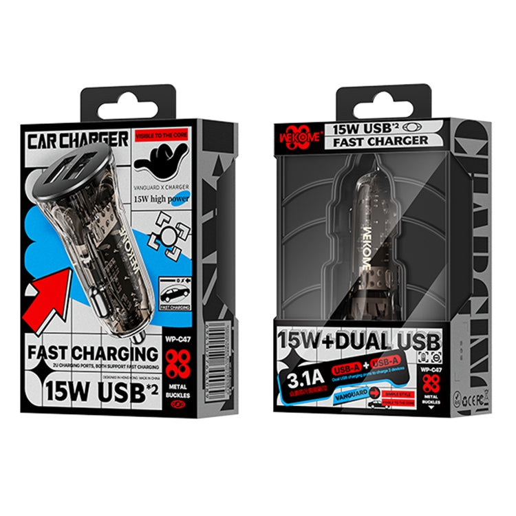 WK WP-C47 Vanguard Series 15W Dual USB Car Charger, WP-C47