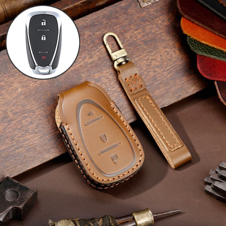 Elegant Cowhide Leather Key Case for Chevrolet 3-Button Remote – Ultimate Key Protection