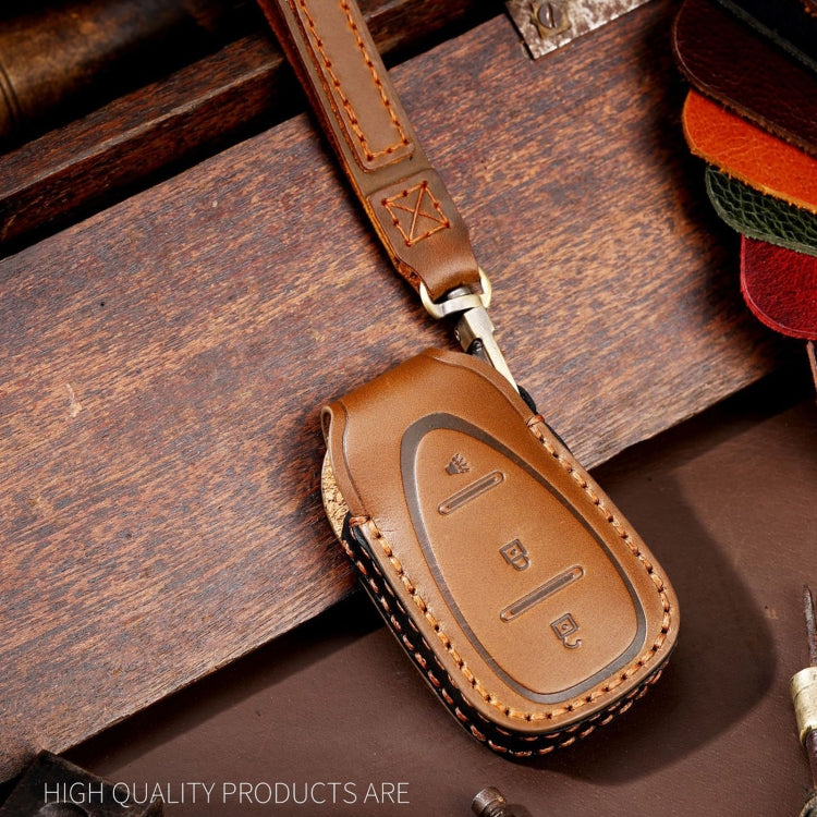 Elegant Cowhide Leather Key Case for Chevrolet 3-Button Remote – Ultimate Key Protection
