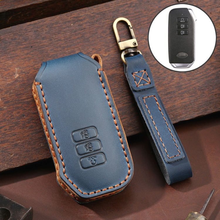 Luxury Cowhide Leather Key Cover for Kia 3-Button Remote - Stylish Protection