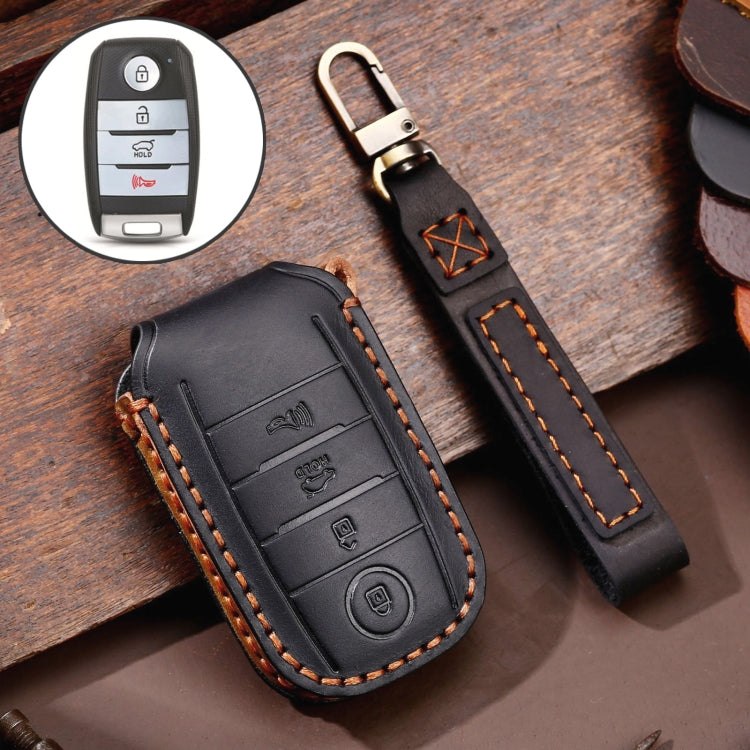 Luxurious Cowhide Leather Key Cover for Kia C133 - 4-Button Protection Case