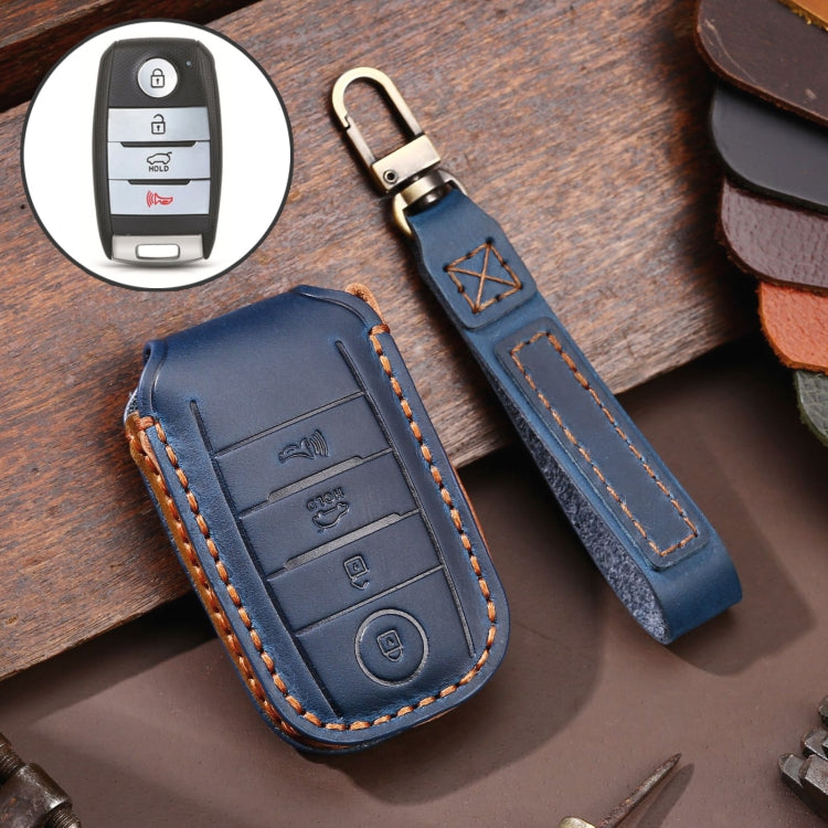 Luxurious Cowhide Leather Key Cover for Kia C133 - 4-Button Protection Case