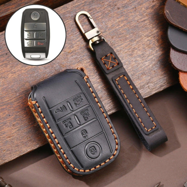 Luxury Cowhide Leather Key Case for Kia C134 - 6-Button Protection Cover