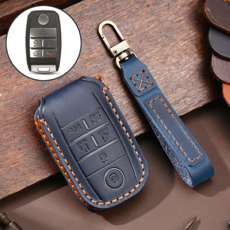 Luxury Cowhide Leather Key Case for Kia C134 - 6-Button Protection Cover