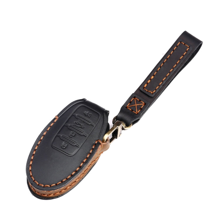 Luxurious Cowhide Leather Key Protector for Nissan 4-Button Horn Hallmo Car Key