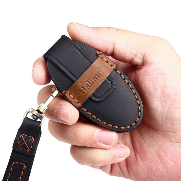 Luxurious Cowhide Leather Key Protector for Nissan 4-Button Horn Hallmo Car Key