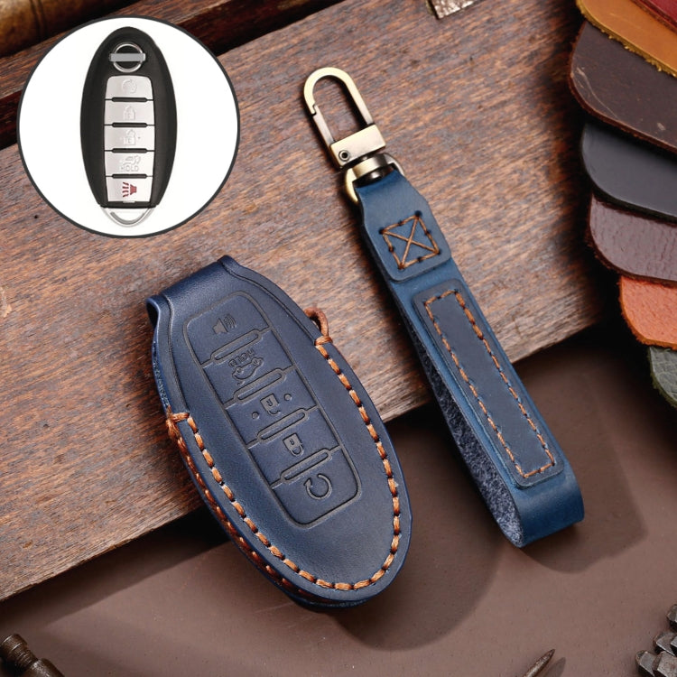 Stylish Cowhide Leather Key Cover for Nissan 5-Button Remote - Ultimate Protection and Comfort