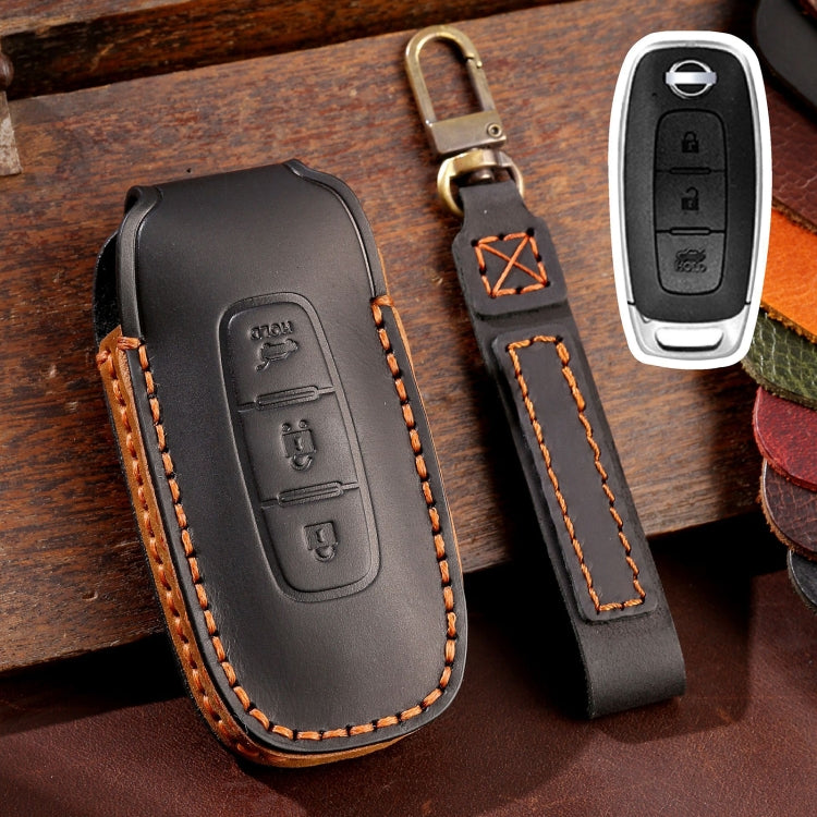Luxury Cowhide Leather Key Protector for Nissan Teana/Ariya - 3-Button Tail Box Cover