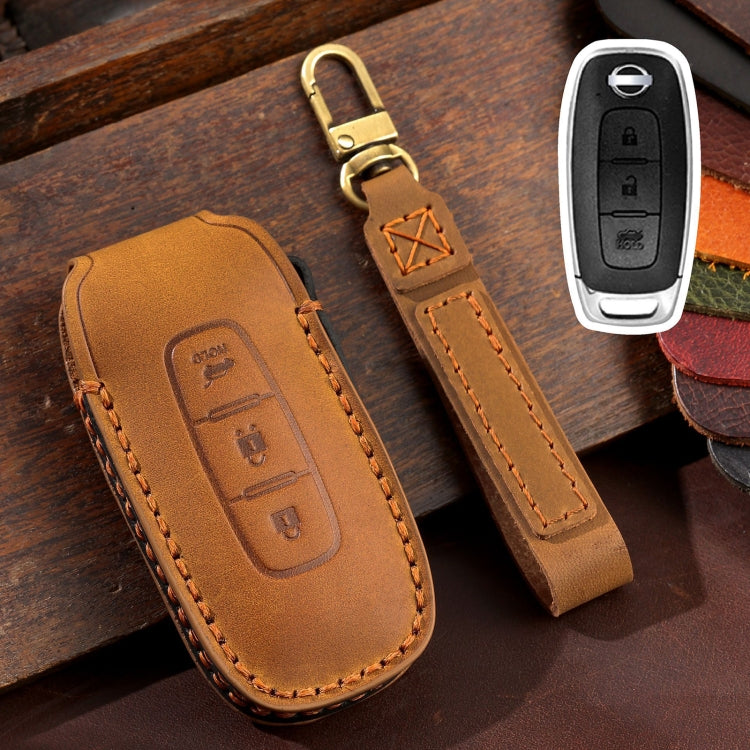 Luxury Cowhide Leather Key Protector for Nissan Teana/Ariya - 3-Button Tail Box Cover