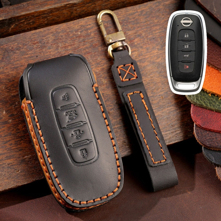 Luxurious Cowhide Leather Key Cover for Nissan Teana/Ariya - 4-Button Protection Case