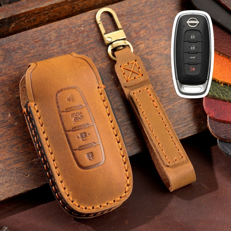 Luxurious Cowhide Leather Key Cover for Nissan Teana/Ariya - 4-Button Protection Case