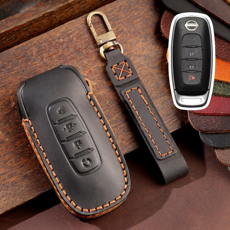 Luxurious Cowhide Leather Key Cover for Nissan Teana/Ariya - 4-Button Protective Case